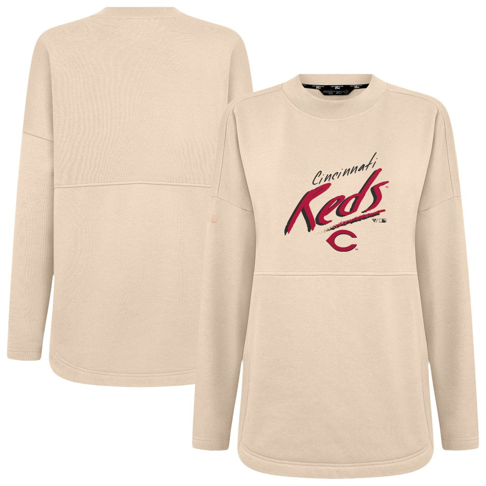 Cincinnati Reds Levelwear Women's Oversized Beaudry Sizzle Top - Khaki
