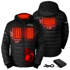 NFL Baltimore Ravens ActionHeat 5V Battery Heated Full-Zip Hoodie Puffer Jacket