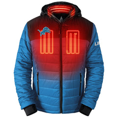 NFL Detroit Lions ActionHeat 5V Battery Heated Colorblock Full-Zip Puffer Jacket