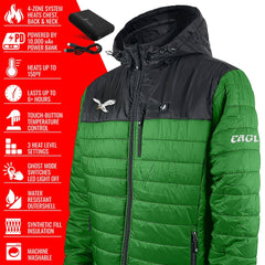 NFL Philadelphia Eagles ActionHeat 5V Battery Heated Colorblock Full-Zip Puffer Jacket