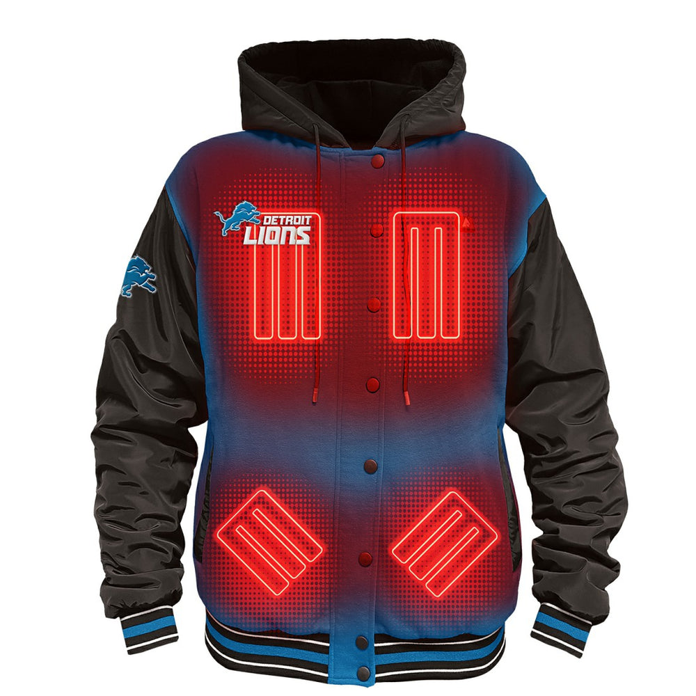 NFL Detroit Lions ActionHeat 5V Battery Heated Full-Snap Varsity Jacket