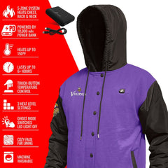 NFL Minnesota Vikings ActionHeat 5V Battery Heated Full-Snap Varsity Jacket