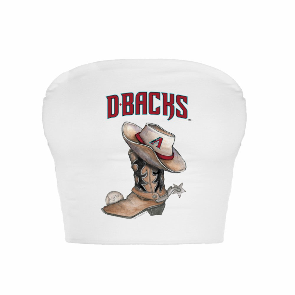 Arizona Diamondbacks Tiny Turnip Women's Cowboy Boot Crop Tube Top - White