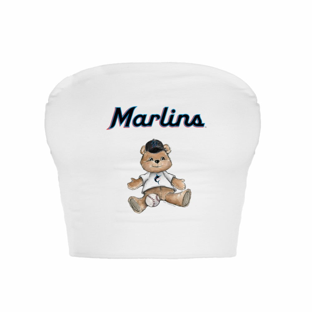 Miami Marlins Tiny Turnip Women's Teddy Bear Crop Tube Top - White