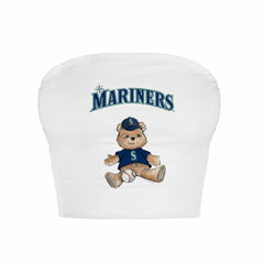 Seattle Mariners Tiny Turnip Women's Teddy Bear Crop Tube Top - White