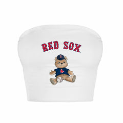 Boston Red Sox Tiny Turnip Women's Teddy Bear Crop Tube Top - White