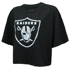 NFL Las Vegas Raiders Maxx Crosby Majestic Threads Women's Swarovski Crystals Boxy Cropped Name & Number T-Shirt