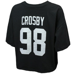 NFL Las Vegas Raiders Maxx Crosby Majestic Threads Women's Swarovski Crystals Boxy Cropped Name & Number T-Shirt