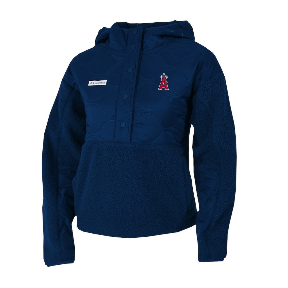 Los Angeles Angels Women's Cloud Point Hooded Fleece Half-Snap Pullover Jacket - Navy | Columbia