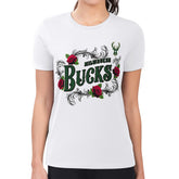 Milwaukee Bucks G-III 4Her by Carl Banks Women's Super-Slim Fit Lightweight Roses Crew Neck T-Shirt - White for sale