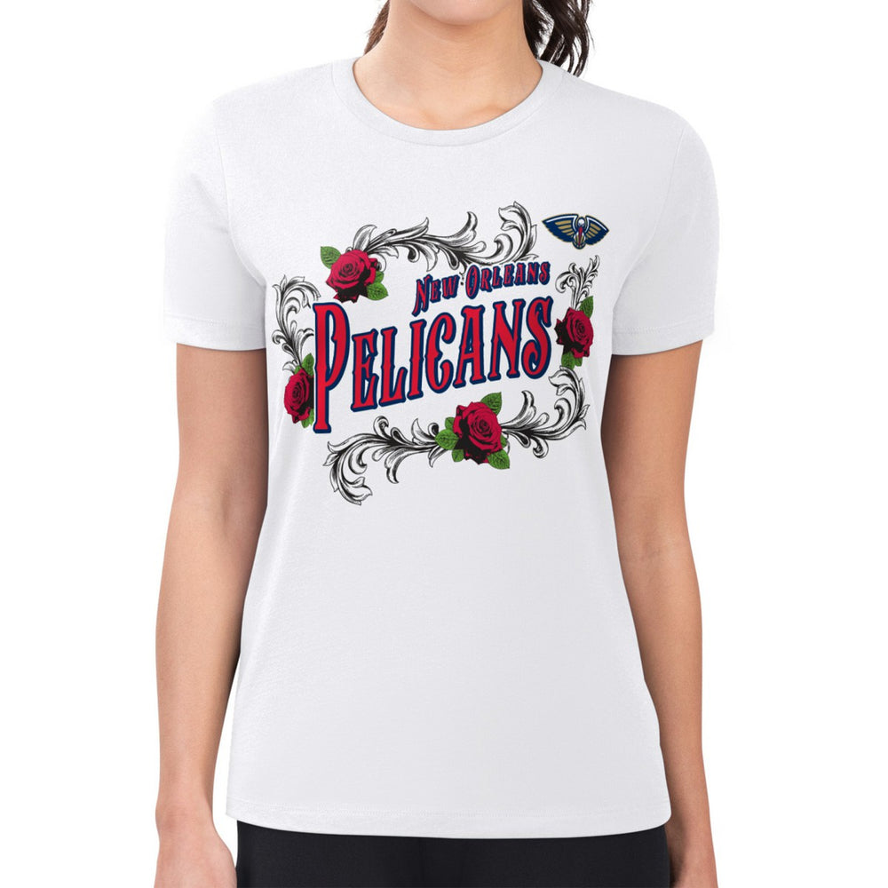New Orleans Pelicans G-III 4Her by Carl Banks Women's Super-Slim Fit Lightweight Roses Crew Neck T-Shirt - White sale