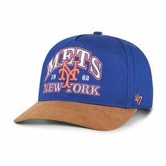 New York Mets Cooperstown Break Wood Suede Hitch Adjustable Hat - Royal/Brown | 47 brand