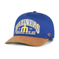 Seattle Mariners Cooperstown Break Wood Suede Hitch Adjustable Hat - Royal/Brown | 47 brand