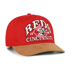 Cincinnati Reds Cooperstown Break Wood Suede Hitch Adjustable Hat - Red/Brown | 47 brand