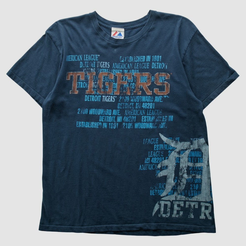Detroit Tigers Majestic 2000s T-Shirt - Navy Vintage