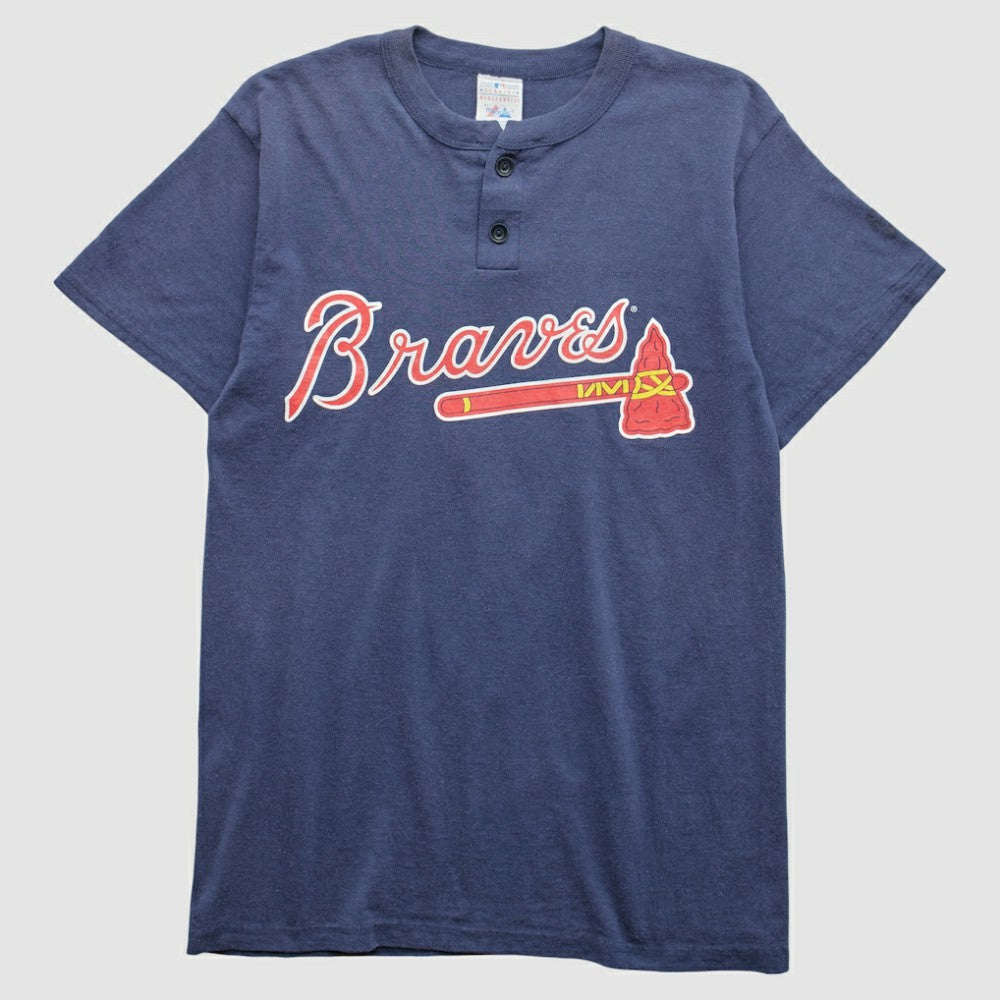 Atlanta Braves Majestic 90s T-Shirt - Navy Vintage