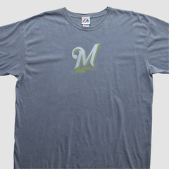 Milwaukee Brewers Majestic 2000s T-Shirt - Blue Vintage