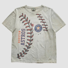 Houston Astros Liquid Blue 2000s T-Shirt - Beige Vintage