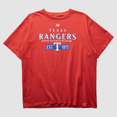Texas Rangers Majestic 2000s T-Shirt - Red Vintage