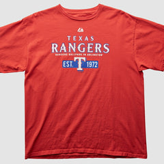 Texas Rangers Majestic 2000s T-Shirt - Red Vintage