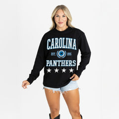 NFL Carolina Panthers Gameday Couture Women's Oversized Everyday Star Long Sleeve T-Shirt