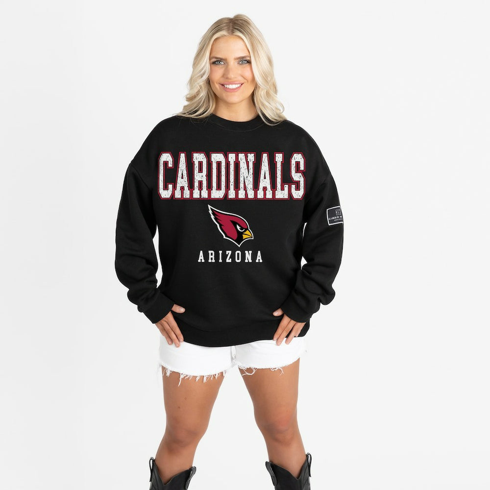 NFL Arizona Cardinals Gameday Couture Women's Oversized Level Up Black Label Premium Fleece Sweatshirt