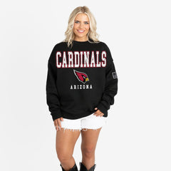 NFL Arizona Cardinals Gameday Couture Women's Oversized Level Up Black Label Premium Fleece Sweatshirt