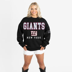 NFL New York Giants Gameday Couture Women's Oversized Level Up Black Label Premium Fleece Sweatshirt