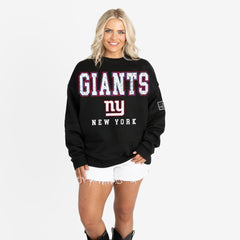 NFL New York Giants Gameday Couture Women's Oversized Level Up Black Label Premium Fleece Sweatshirt
