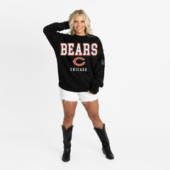 NFL Chicago Bears Gameday Couture Women's Oversized Level Up Black Label Premium Fleece Sweatshirt