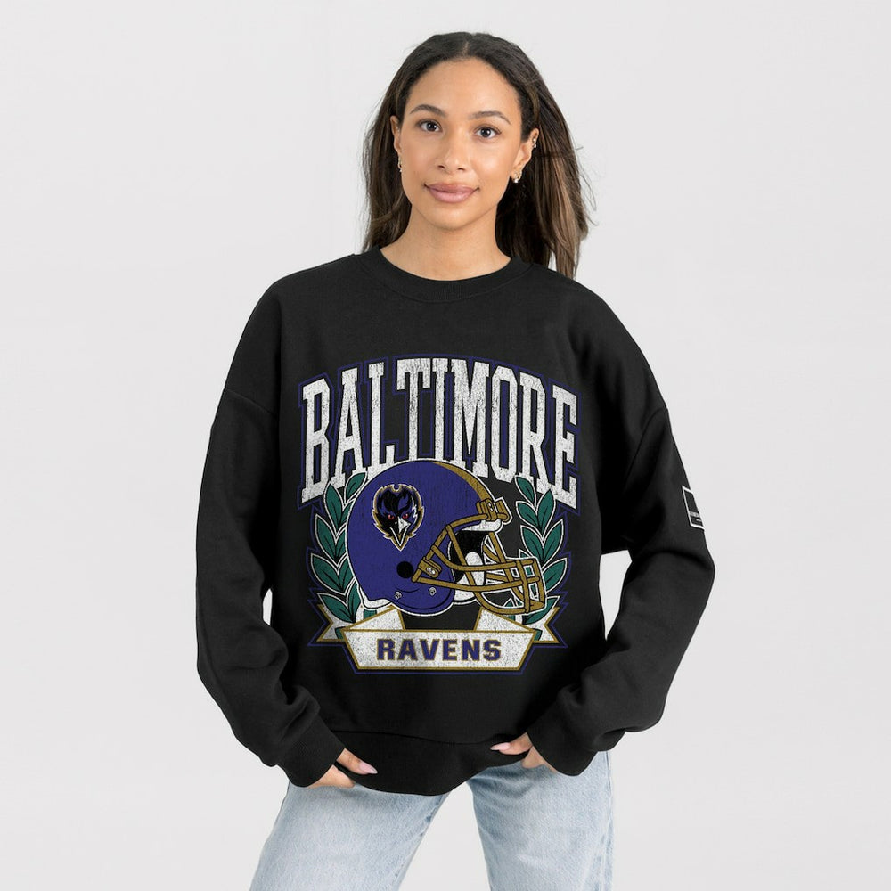 NFL Baltimore Ravens Gameday Couture Women's Oversized Victory Lane Black Label Premium Fleece Sweatshirt