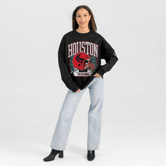 NFL Houston Texans Gameday Couture Women's Oversized Victory Lane Black Label Premium Fleece Sweatshirt