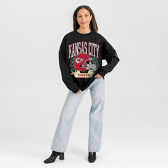 NFL Kansas City Chiefs Gameday Couture Women's Oversized Victory Lane Black Label Premium Fleece Sweatshirt