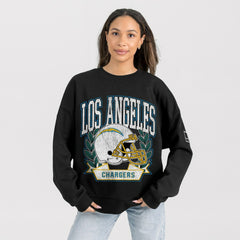 NFL Los Angeles Chargers Gameday Couture Women's Oversized Victory Lane Black Label Premium Fleece Sweatshirt