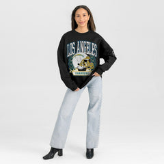 NFL Los Angeles Chargers Gameday Couture Women's Oversized Victory Lane Black Label Premium Fleece Sweatshirt