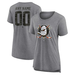 Anaheim Ducks Women's Heritage Custom Tri-Blend T-Shirt