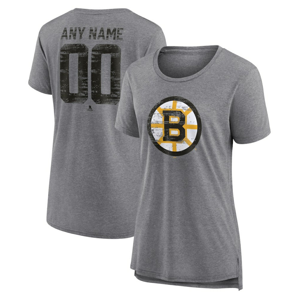 Boston Bruins Women's Heritage Custom Tri-Blend T-Shirt