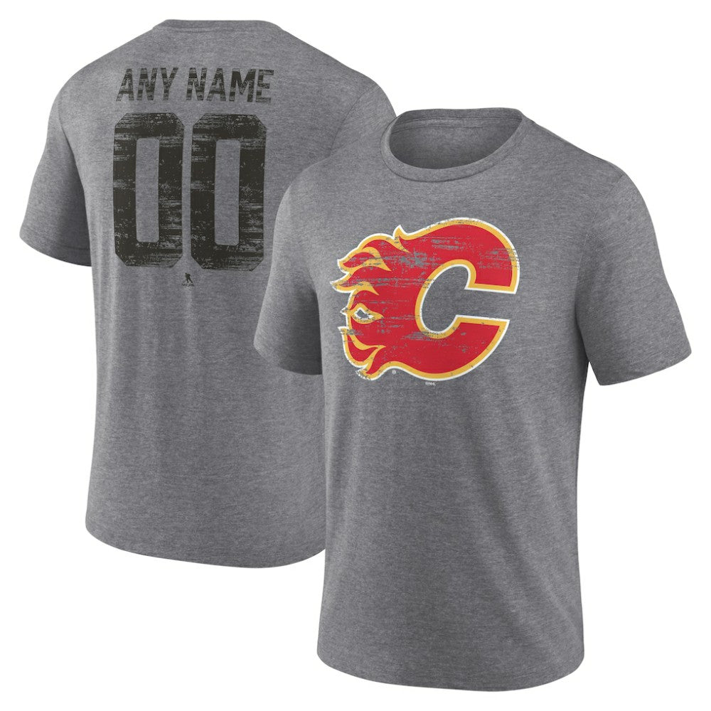 Calgary Flames Heritage Custom Tri-Blend T-Shirt