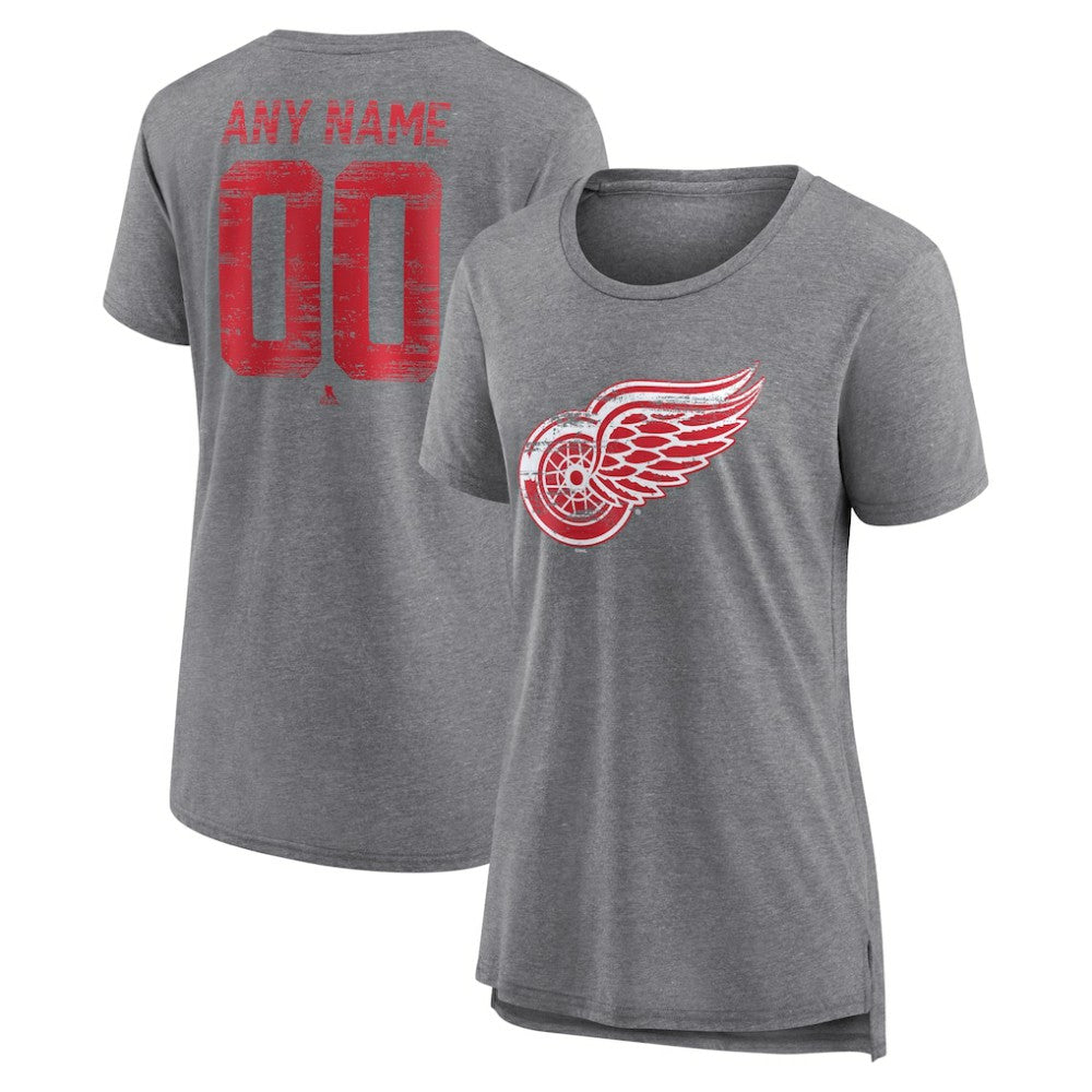 Detroit Red Wings Women's Heritage Custom Tri-Blend T-Shirt