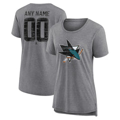 San Jose Sharks Women's Heritage Custom Tri-Blend T-Shirt