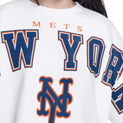 New York Mets G-III 4Her by Carl Banks Women's Bleachers Cropped Pullover Sweatshirt - White
