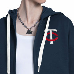 Minnesota Twins Starter Women's Wishbone Full-Zip Hoodie - Navy/Heather Gray