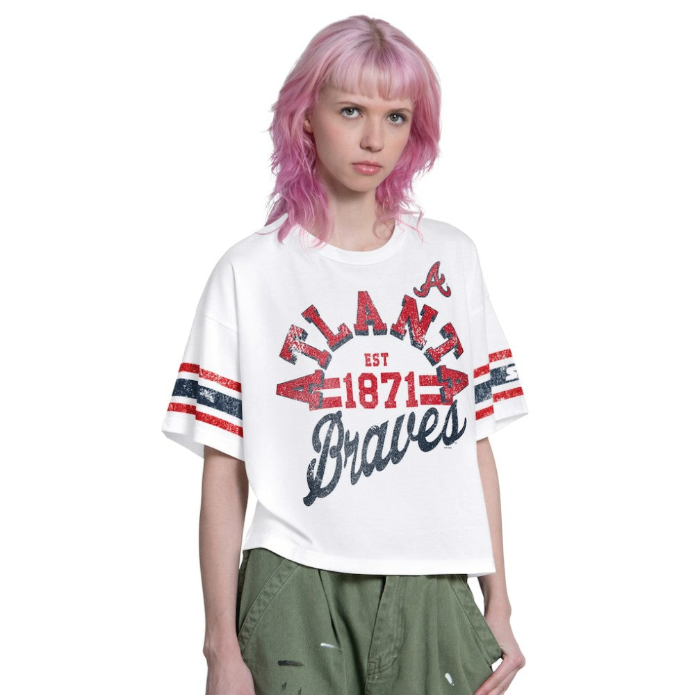 Atlanta Braves Starter Women's Cropped Hurry Up Offense T-Shirt - White