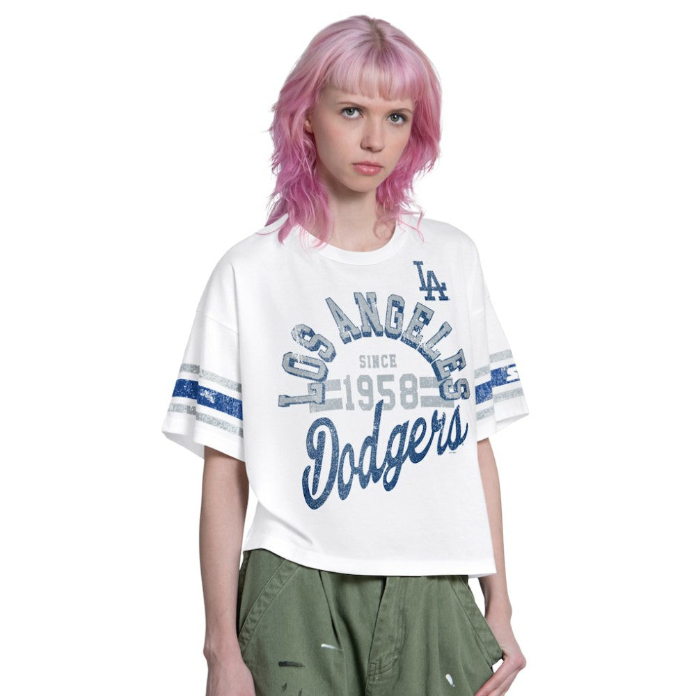 Los Angeles Dodgers Starter Women's Cropped Hurry Up Offense T-Shirt - White