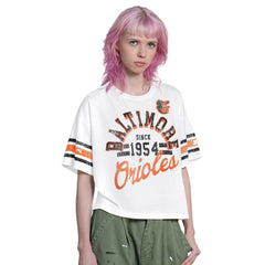 Baltimore Orioles Starter Women's Cropped Hurry Up Offense T-Shirt - White