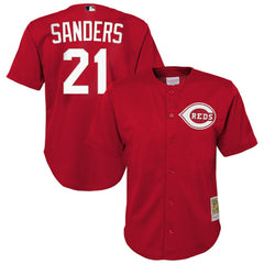 Deion Sanders Cincinnati Reds Youth Cooperstown Mesh Batting Practice Jersey - Red | Mitchell & Ness