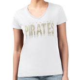 Pittsburgh Pirates G-III 4Her by Carl Banks Women's Metallic Drop Lightweight V-Neck T-Shirt - White