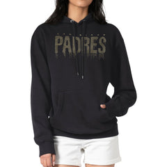 San Diego Padres G-III 4Her by Carl Banks Women's Metallic Drop Fleece Hoodie - Black