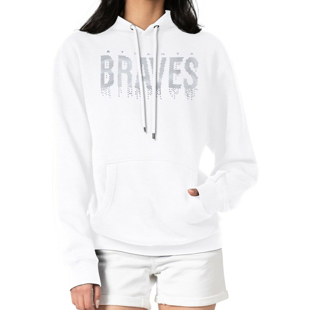 Atlanta Braves G-III 4Her by Carl Banks Women's Metallic Drop Fleece Hoodie - White