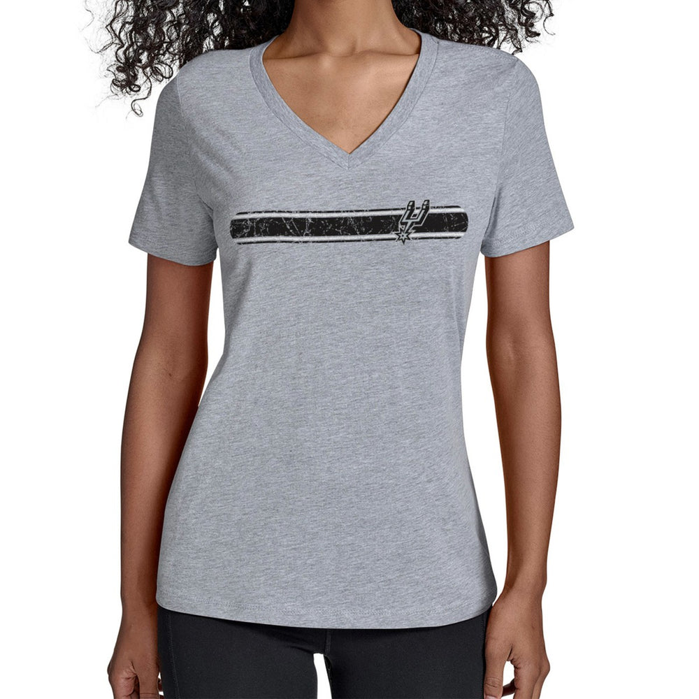 San Antonio Spurs Starter Women's Team Stripe V-Neck T-Shirt - Gray outlet